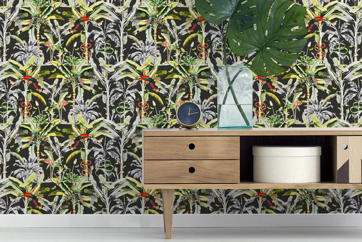 Papier Peint Black Tropical Haute                                