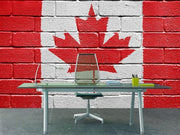 Canadian flag painted on a brick wall Wall Mural-Urban-Eazywallz