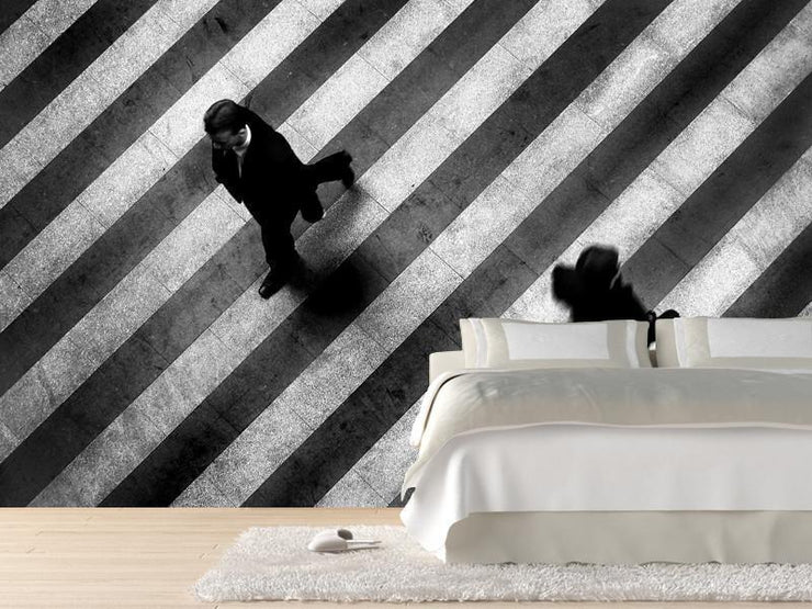 Crosswalk scene Wall Mural-Black & White,Urban-Eazywallz