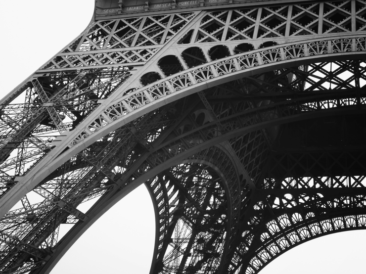 Detailed Eiffel Tower View Wall Mural-Black & White,Buildings & Landmarks-Eazywallz