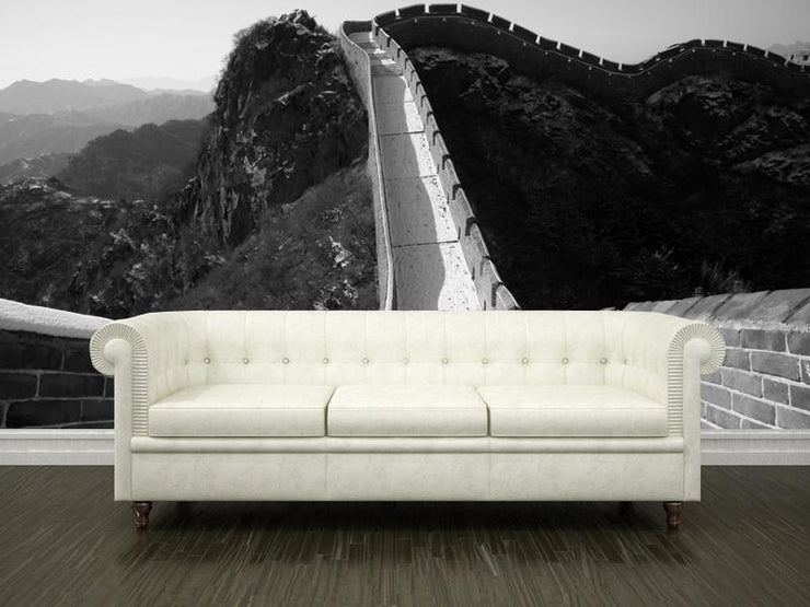 Great Wall in winter, China Wall Mural-Black & White,Buildings & Landmarks-Eazywallz