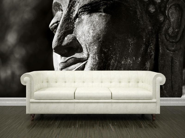 Monument of buddha Wall Mural-Black & White,Zen-Eazywallz