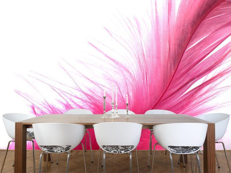 Pink feather Wall Mural-Animals & Wildlife,Macro,Textures-Eazywallz