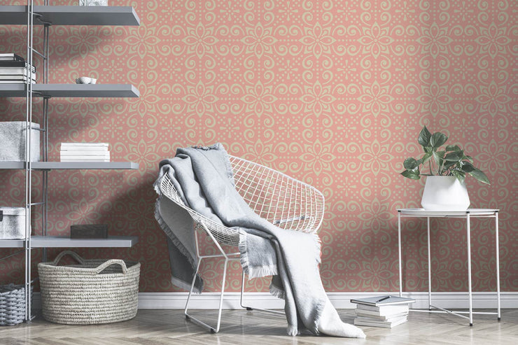 Papier Peint Boho Corail