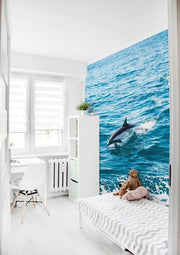 Solo Dolphin Wall Mural-Animals & Wildlife-Eazywallz