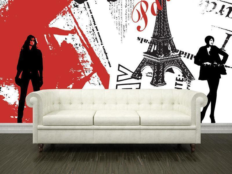 Trendy Paris background Wall Mural-Vintage,Modern Graphics-Eazywallz