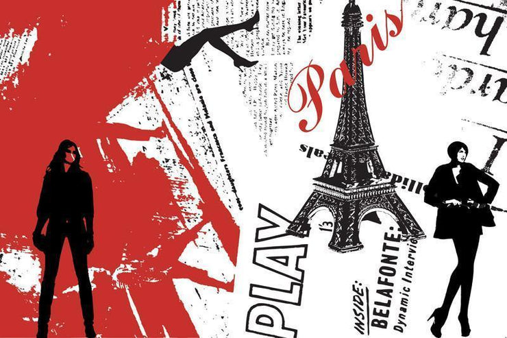 Trendy Paris background Wall Mural-Vintage,Modern Graphics-Eazywallz