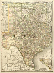 1889 Map of Texas Wall Mural-Maps-Eazywallz