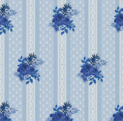 Blue Floral Stripes Wallpaper