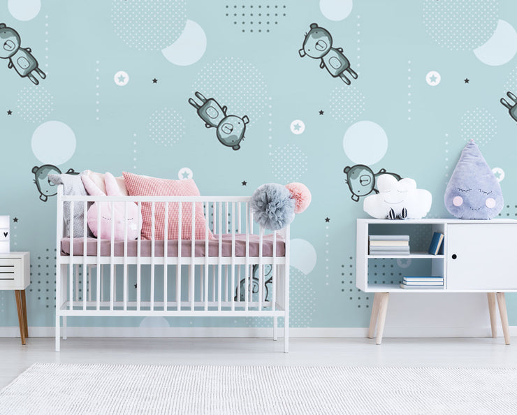 Tumbling Teddy Bears Wallpaper Mural