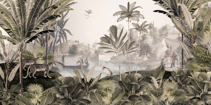 Wall Mural Design Secret River, jungle and animals | artwallzparis.com