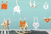 Bunny Laundry Wallpaper Mural