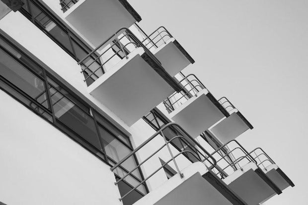 Bauhaus Balconies Wall Mural-Abstract,Black & White,Buildings & Landmarks,Urban-Eazywallz