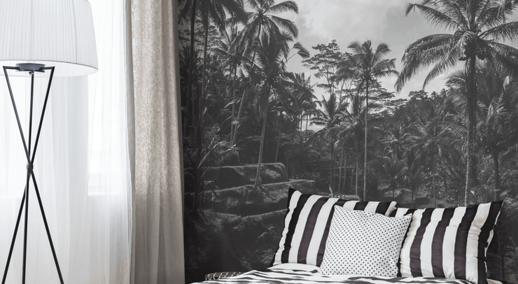 Black and White Bali Jungle Wall Mural-Black & White,Landscapes & Nature-Eazywallz