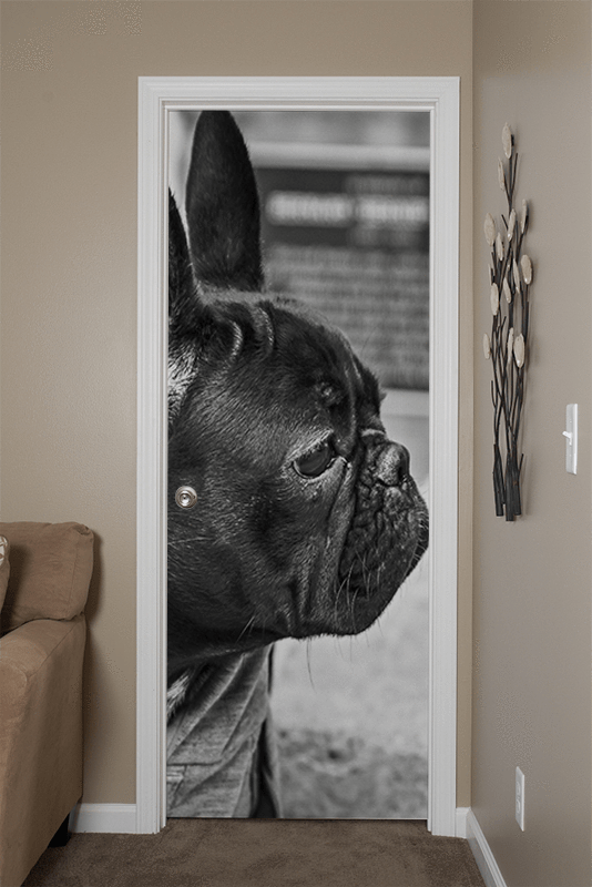 Black and White Dog Door Mural-Animals & Wildlife,Black & White-Eazywallz