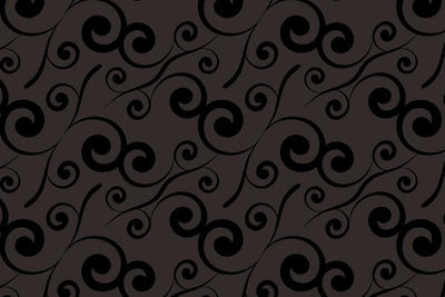 Black curly plants pattern Wall Mural-Patterns-Eazywallz