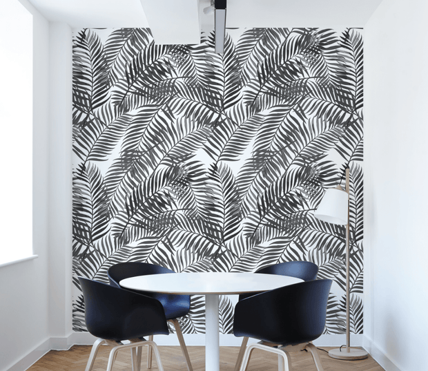Black Palm Tree Pattern Wall Mural-Patterns-Eazywallz