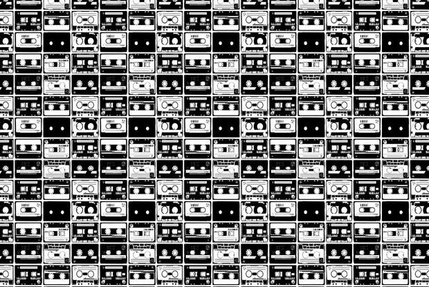 Black & White Tapes Pattern Wall Mural