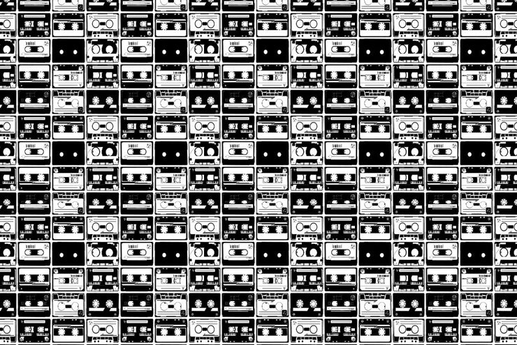 Black & White Tapes Pattern Wall Mural