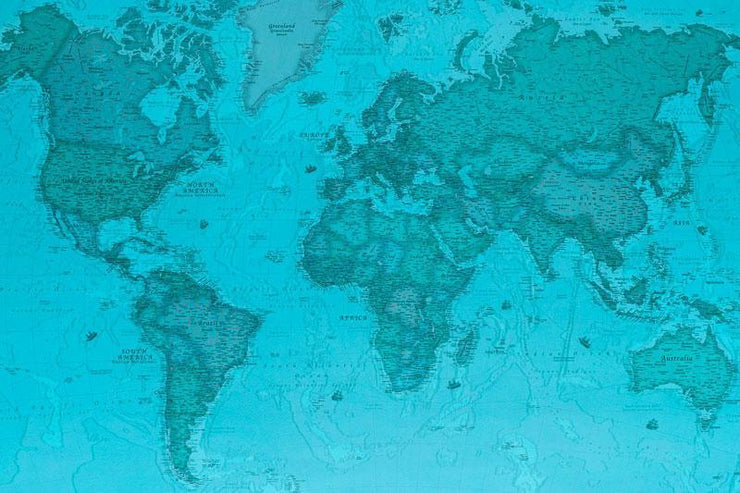 Blue Geographical World Map Wall Mural-Maps-Eazywallz