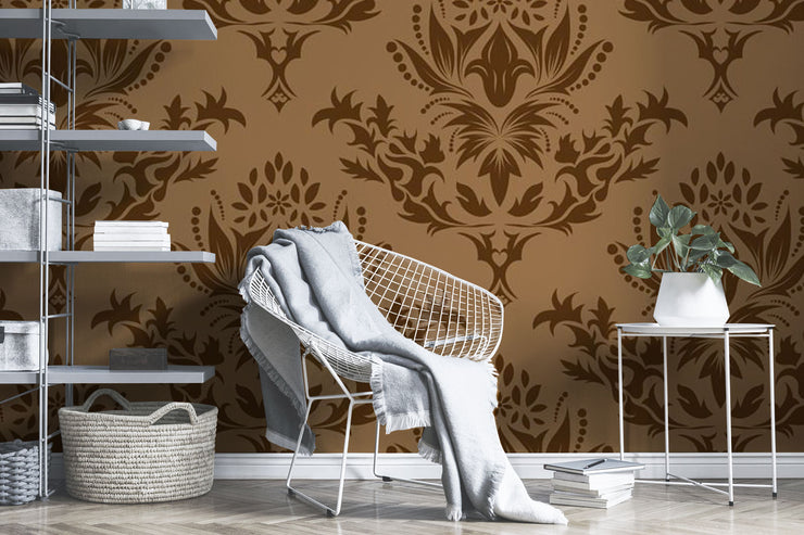 Brown royal damask Wall Mural