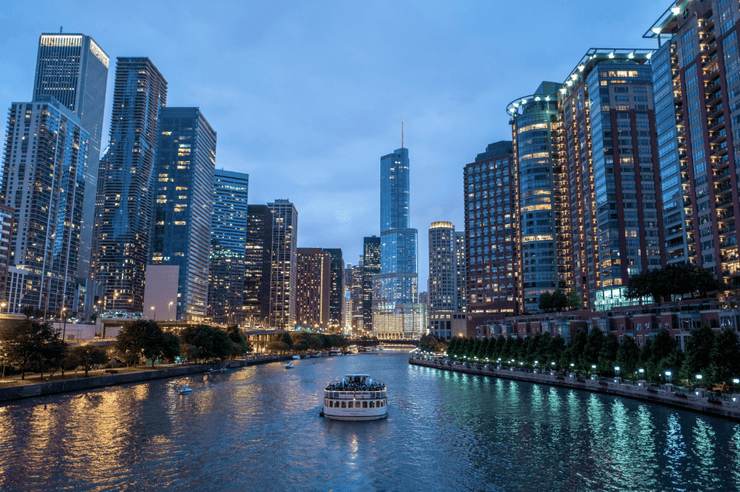 Chicago skyline at Night Wall Mural-Cityscapes-Eazywallz