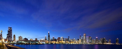 Chicago Skyline Panoramic at Night Wall Mural-Cityscapes,Panoramic-Eazywallz