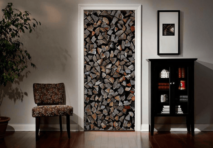 Chopped Wood Door Mural-Textures-Eazywallz