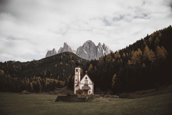 Church in the Italian Mountains Wall Mural-Landscapes & Nature-Eazywallz