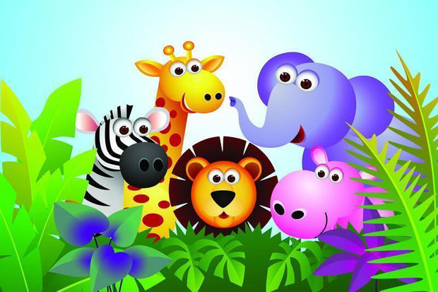Colorful exotic animals Wall Mural-Kids' Stuff-Eazywallz