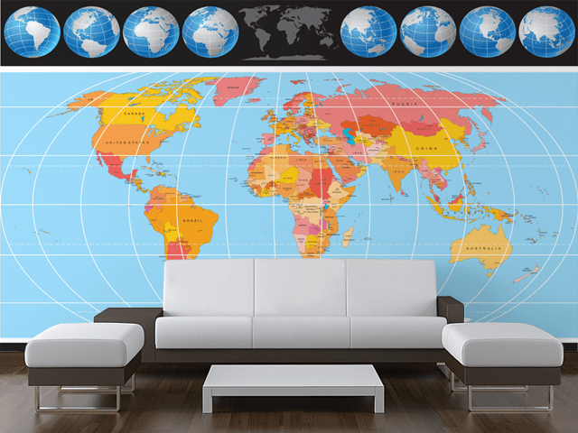 Complete World Map Wall Mural-Maps-Eazywallz