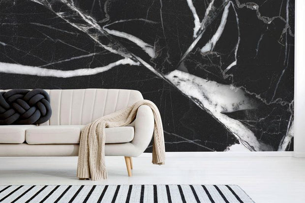 Cracked Black Marble 1 Wall Mural-Textures-Eazywallz