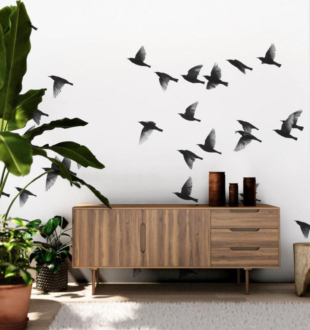 Flock of Sparrows Wall Mural-Landscapes & Nature-Eazywallz