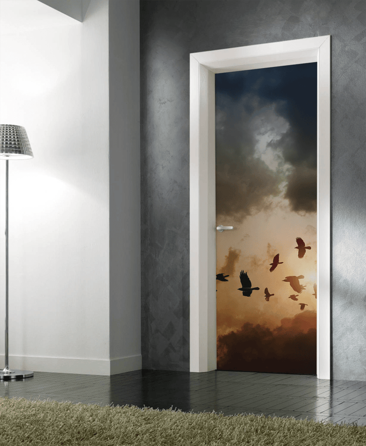 Flock on the Sunset Door Mural-Animals & Wildlife-Eazywallz