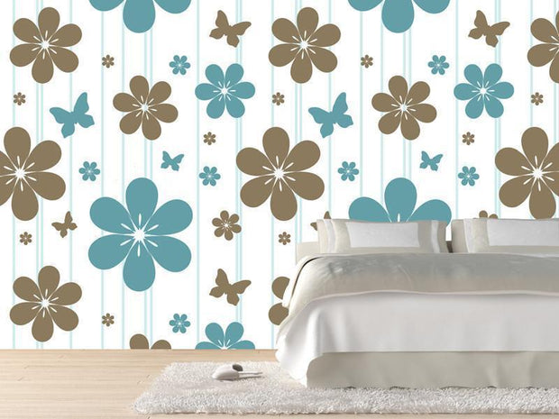 Flowers and butterflies pattern Wall Mural-Patterns,Featured Category of the Month-Eazywallz