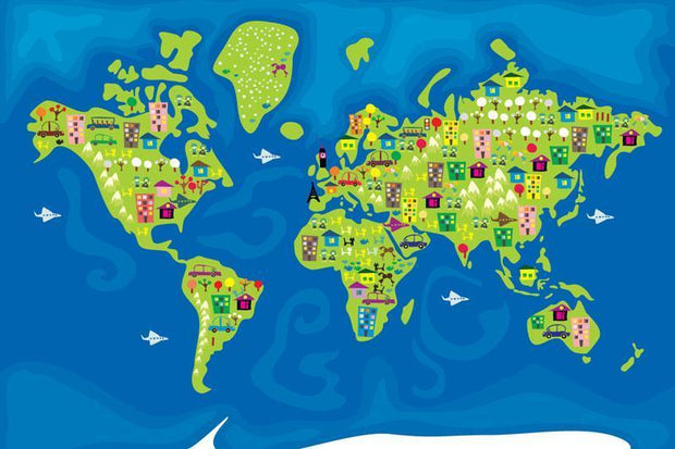 Fun Kids World Map Wall Mural-Kids' Stuff-Eazywallz