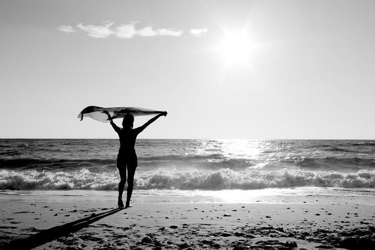 Girl on the Beach Wall Mural-Black & White,Landscapes & Nature,Tropical & Beach-Eazywallz