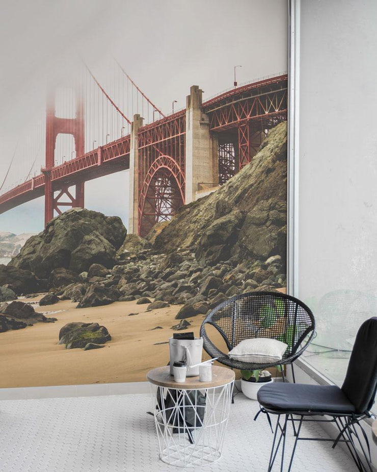 Golden Gate Bridge on the Shore Wall Mural-Buildings & Landmarks-Eazywallz