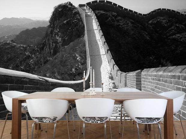 Great Wall in winter, China Wall Mural-Black & White,Buildings & Landmarks-Eazywallz