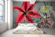 Hand Coloured Lily Wallpaper Mural