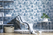 Blue Chinoiserie Wallpaper