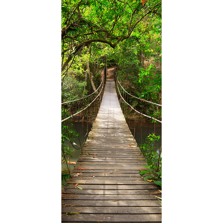 Hanging Bridge Over River Door Mural-Landscapes & Nature-Eazywallz