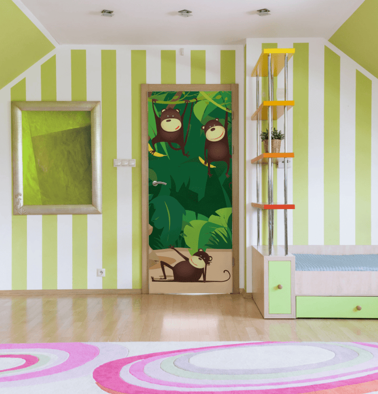 Hanging Monkeys Door Mural-Kids' Stuff-Eazywallz