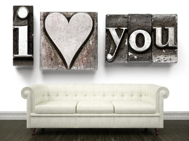 I Love You in Letterpress Type Wall Mural-Words,Featured Category of the Month-Eazywallz