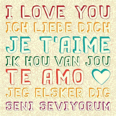I Love You In Seven Languages Wall Mural-Kids' Stuff,Modern Graphics,Words,Featured Category of the Month-Eazywallz