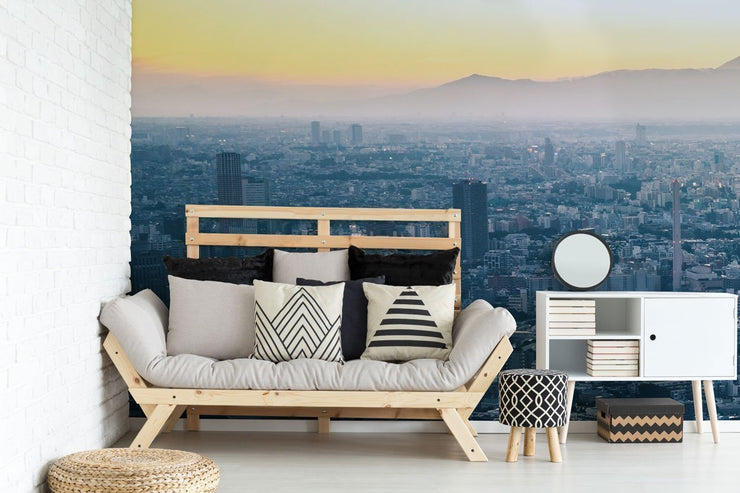 Japan Cityscape Wall Mural-Black & White,Buildings & Landmarks,Cityscapes,Urban-Eazywallz