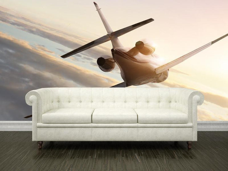 Jet plane on sunset Wall Mural-Transportation-Eazywallz