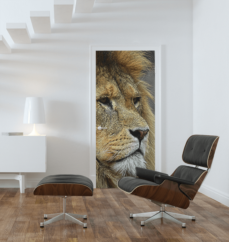 King of the Jungle Door Mural-Animals & Wildlife,Black & White-Eazywallz