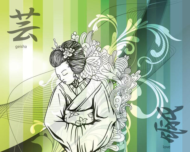 Modern Geisha Wall Mural-Zen,Modern Graphics-Eazywallz