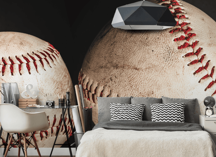 Old Baseball Closeup Wall Mural-Sports-Eazywallz